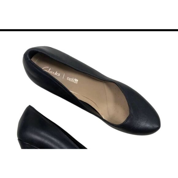 New Clark's Collection AMBYR Joy black leather high heel business size 8 NWT - Picture 6 of 6